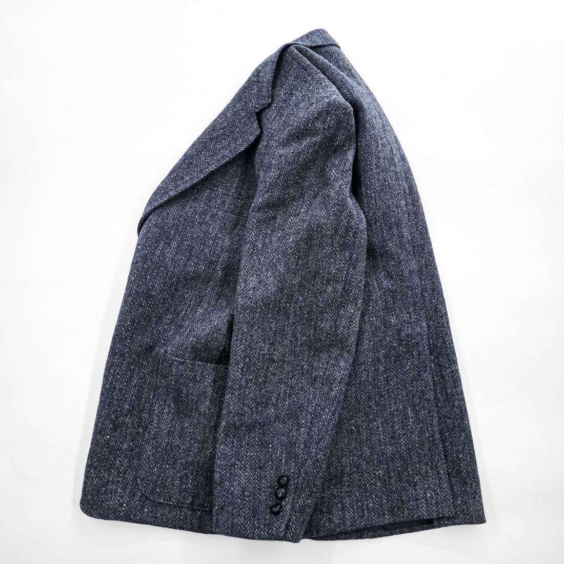 Harris Tweed ツイード 2B テーラードジャケット ヘリンボーン ブレザー L ネイビー グレー スコットランド製