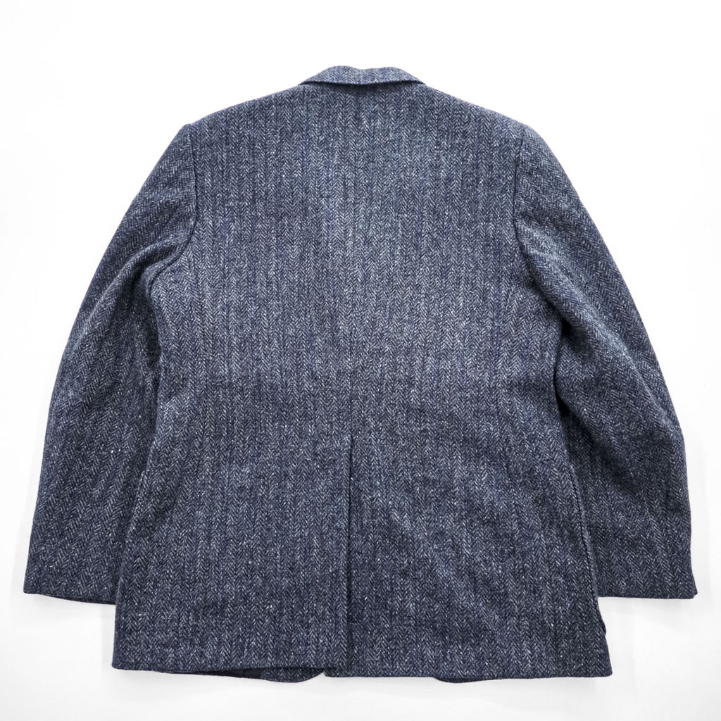 Harris Tweed ツイード 2B テーラードジャケット ヘリンボーン ブレザー L ネイビー グレー スコットランド製