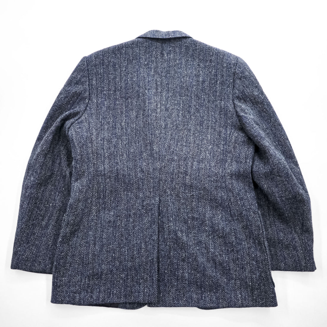 Harris Tweed ツイード 2B テーラードジャケット ヘリンボーン ブレザー L ネイビー グレー スコットランド製