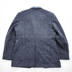 Harris Tweed ツイード 2B テーラードジャケット ヘリンボーン ブレザー L ネイビー グレー スコットランド製