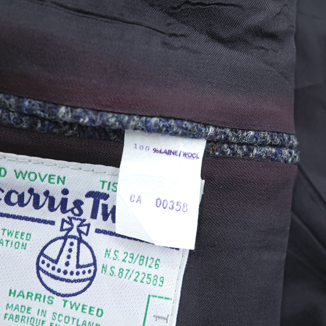 Harris Tweed ツイード 2B テーラードジャケット ヘリンボーン ブレザー L ネイビー グレー スコットランド製