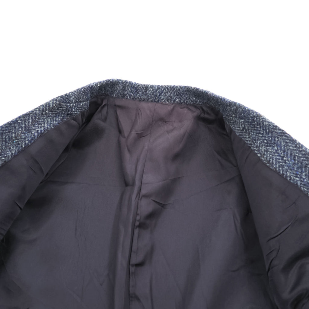 Harris Tweed ツイード 2B テーラードジャケット ヘリンボーン ブレザー L ネイビー グレー スコットランド製