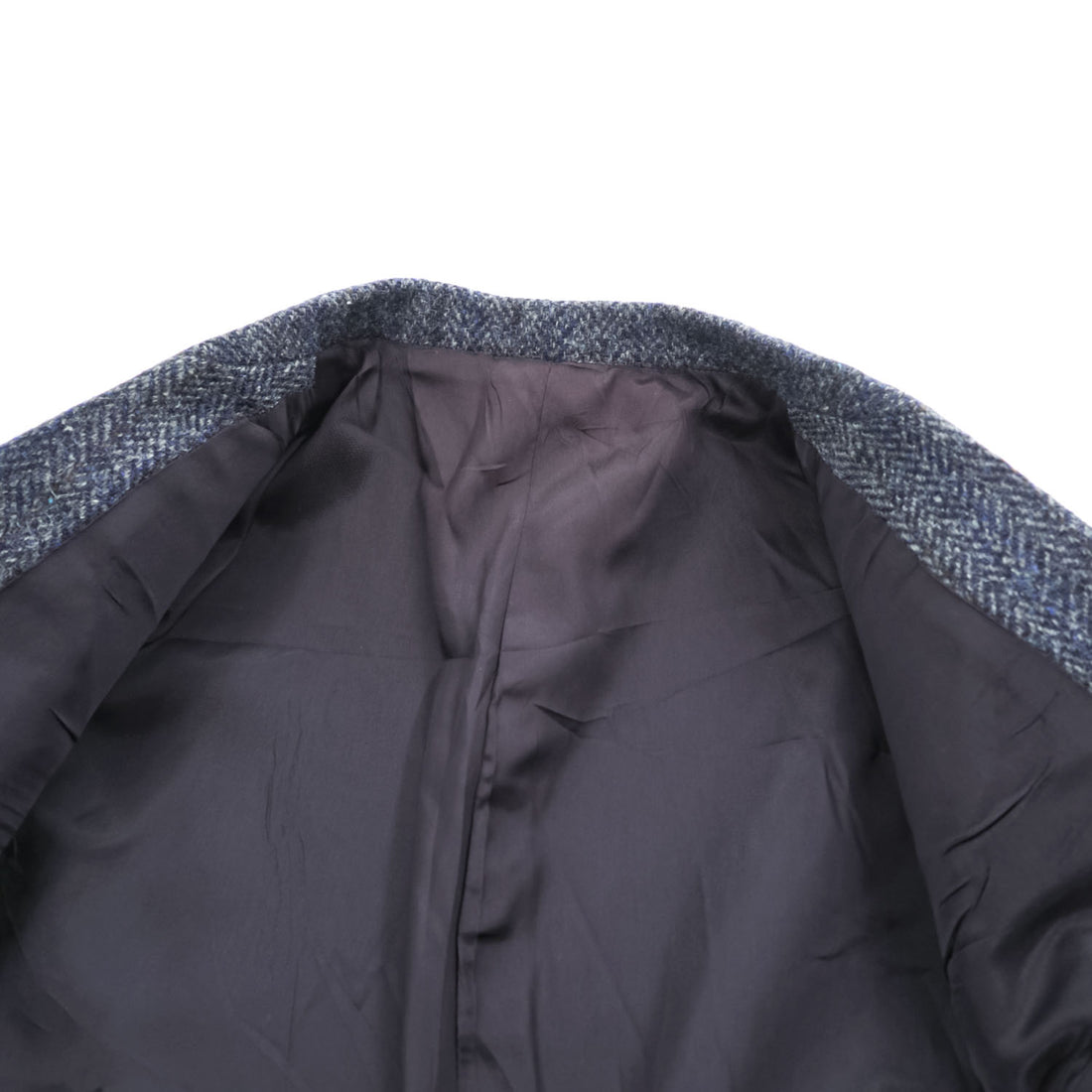 Harris Tweed ツイード 2B テーラードジャケット ヘリンボーン ブレザー L ネイビー グレー スコットランド製