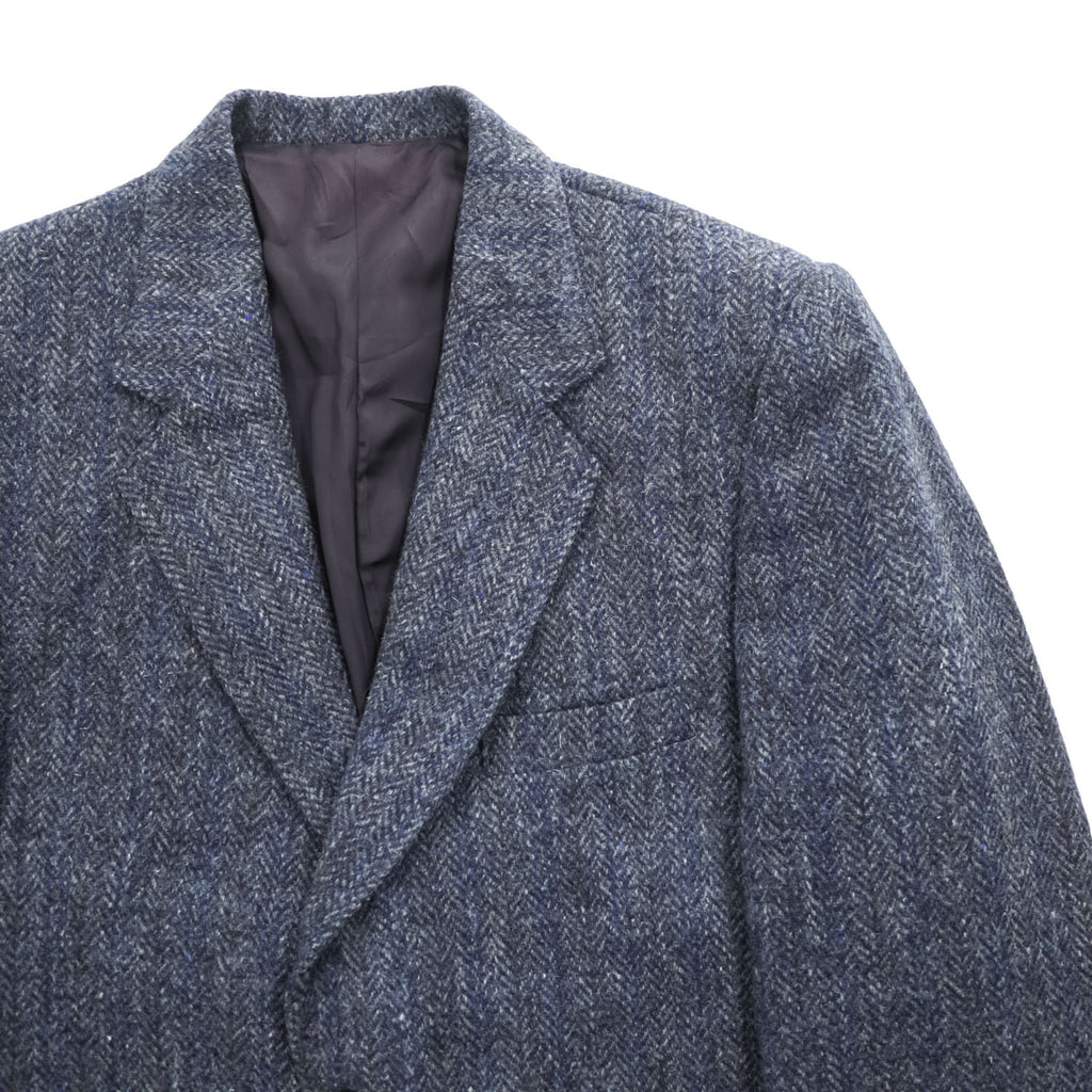 Harris Tweed ツイード 2B テーラードジャケット ヘリンボーン ブレザー L ネイビー グレー スコットランド製