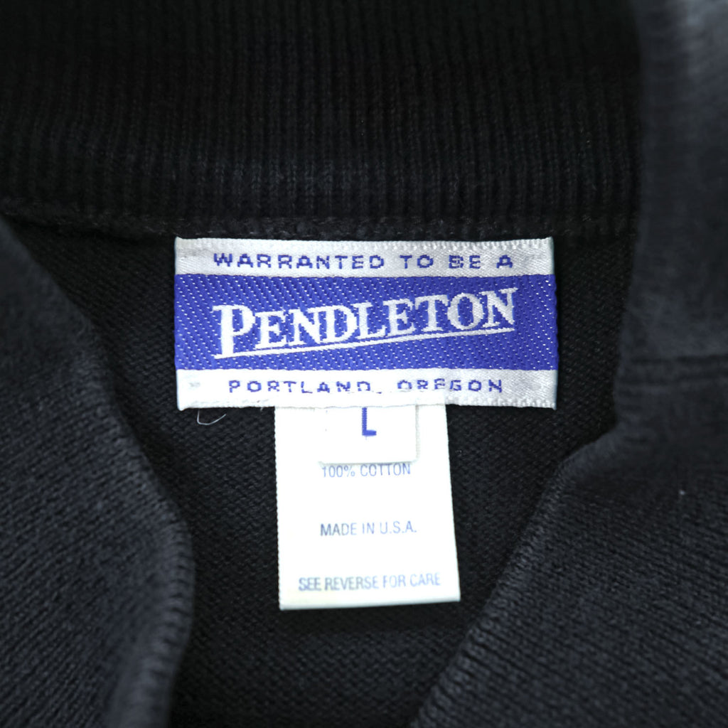 PENDLETON 90年代 USA製 ヴィンテージ モックネック コットンニット L ブラック セーター