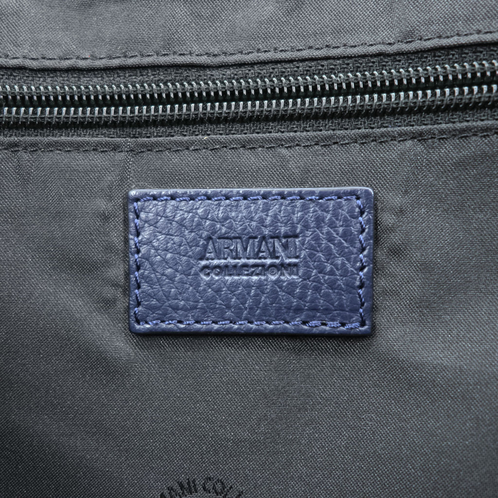 ARMANI COLLEZIONI イタリア製 レザー メッセンジャーバッグ ショルダーバッグ シボ革 ネイビー CI218V1