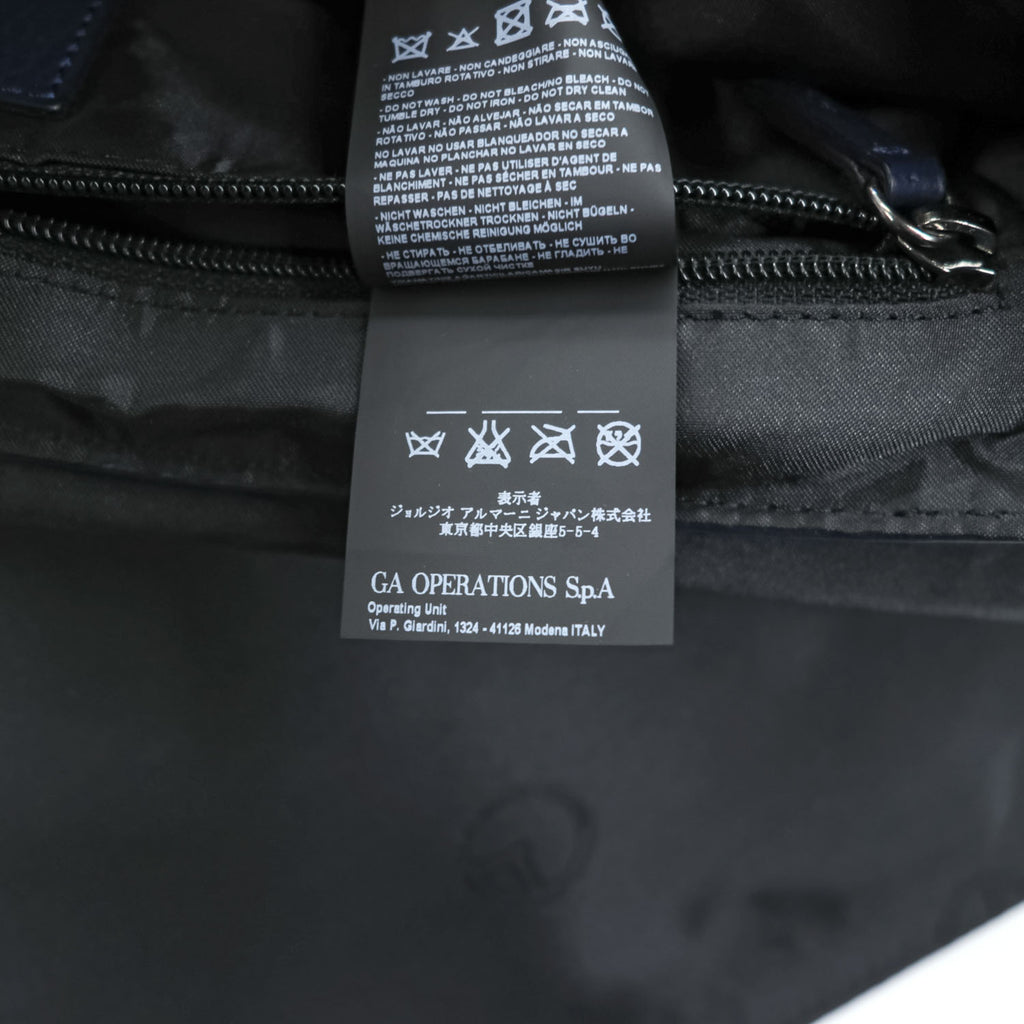 ARMANI COLLEZIONI イタリア製 レザー メッセンジャーバッグ ショルダーバッグ シボ革 ネイビー CI218V1