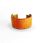 Hender Scheme Not Lying Jewelry Brass Leather Cuff Bangle Bracelet Natural Tan