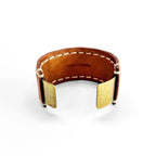 Hender Scheme Not Lying Jewelry Brass Leather Cuff Bangle Bracelet Natural Tan