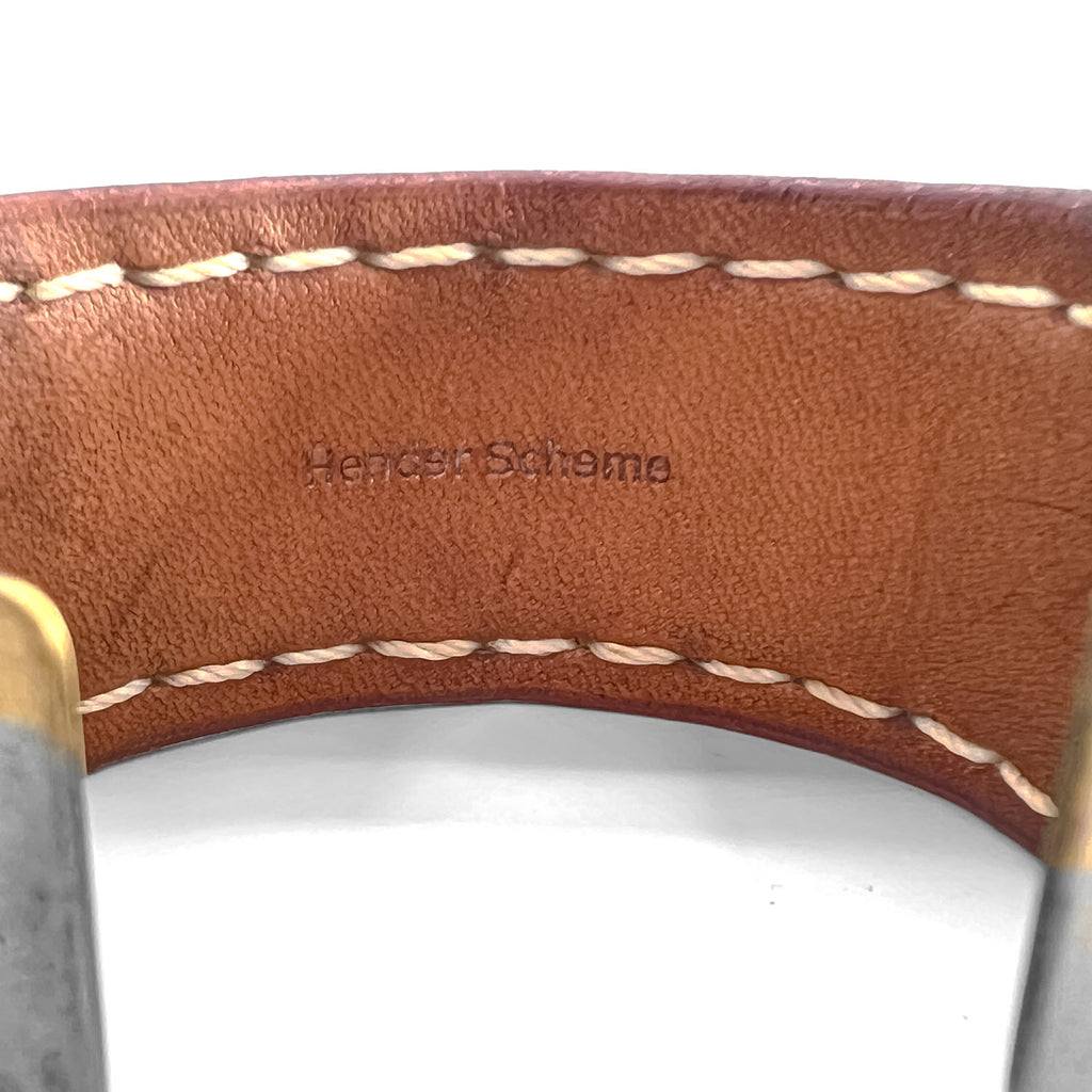 Hender Scheme Not Lying Jewelry Brass Leather Cuff Bangle Bracelet Natural Tan