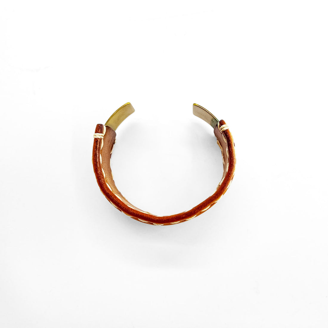Hender Scheme Not Lying Jewelry Brass Leather Cuff Bangle Bracelet Natural Tan