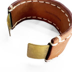 Hender Scheme Not Lying Jewelry Brass Leather Cuff Bangle Bracelet Natural Tan