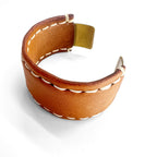 Hender Scheme Not Lying Jewelry Brass Leather Cuff Bangle Bracelet Natural Tan