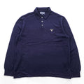 Barbour ニットポロシャツ 100%ウール XXL ネイビー ハーフボタン MKN1270NY91