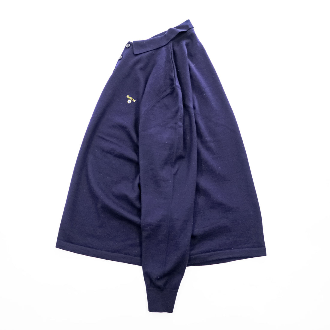 Barbour ニットポロシャツ 100%ウール XXL ネイビー ハーフボタン MKN1270NY91