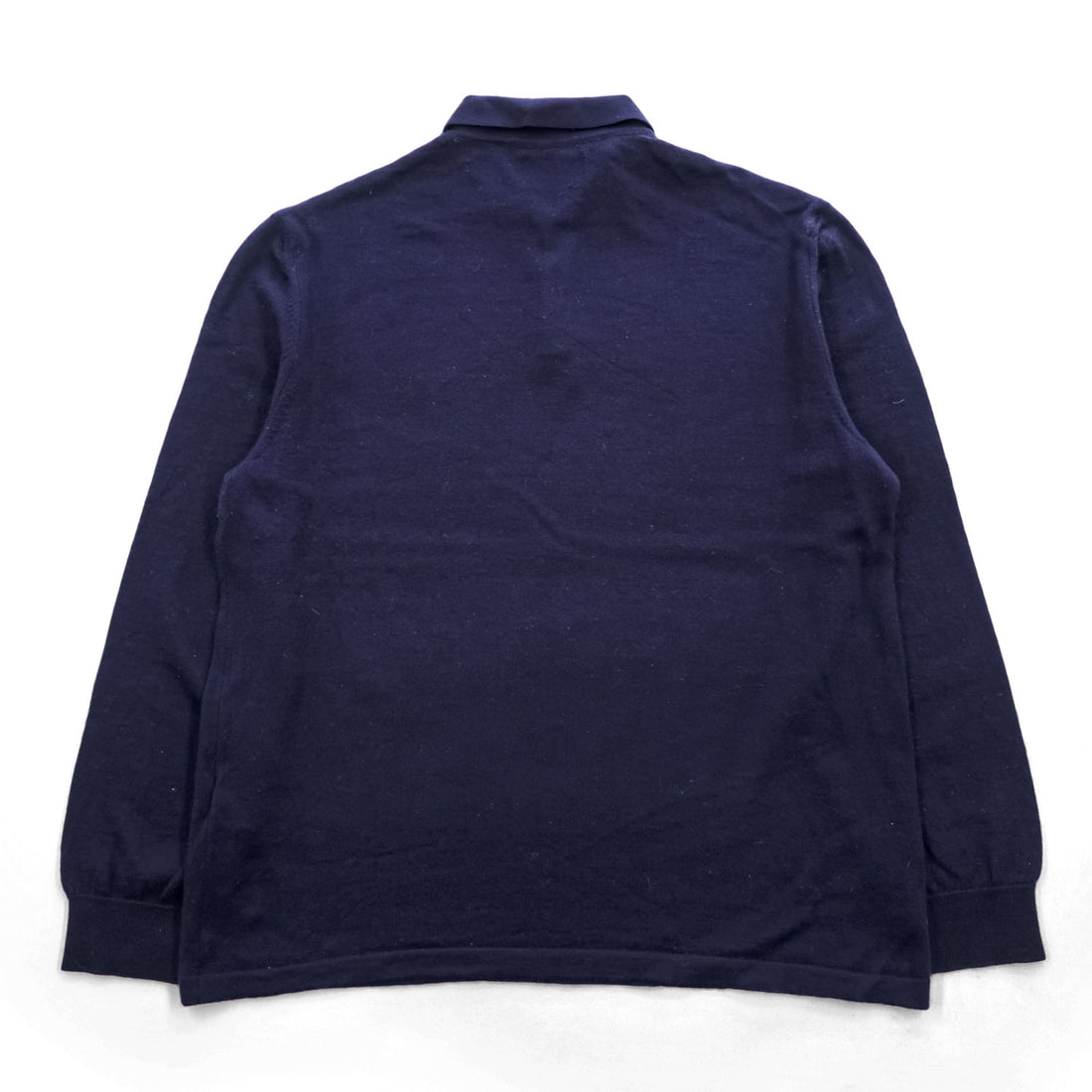 Barbour ニットポロシャツ 100%ウール XXL ネイビー ハーフボタン MKN1270NY91