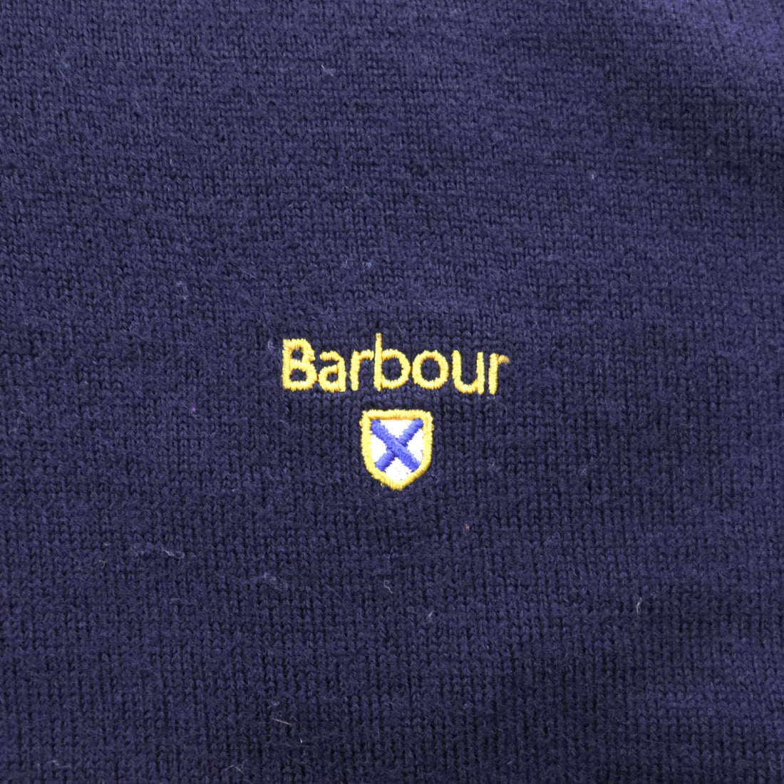 Barbour ニットポロシャツ 100%ウール XXL ネイビー ハーフボタン MKN1270NY91