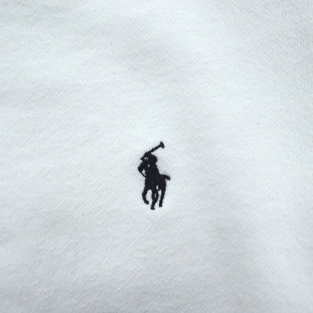 Polo Ralph Lauren 90年代 クルーネック スウェット トレーナー L ホワイト 裏起毛 スモールポニー ロゴ 刺繍