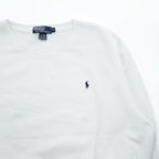 Polo Ralph Lauren 90年代 クルーネック スウェット トレーナー L ホワイト 裏起毛 スモールポニー ロゴ 刺繍
