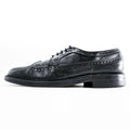 90s Vintage Black Pebbled Leather Longwing Wingtip Brogue Derby Shoes Men's US 8.5 D