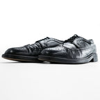 90s Vintage Black Pebbled Leather Longwing Wingtip Brogue Derby Shoes Men's US 8.5 D