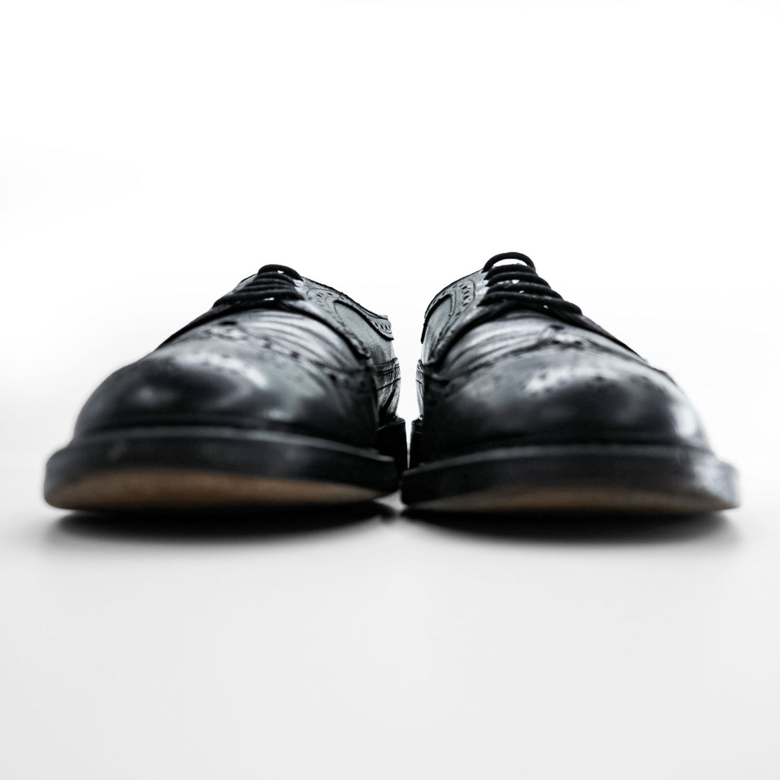 90s Vintage Black Pebbled Leather Longwing Wingtip Brogue Derby Shoes Men's US 8.5 D