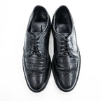 90s Vintage Black Pebbled Leather Longwing Wingtip Brogue Derby Shoes Men's US 8.5 D
