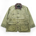 J.CREW 90年代 ヴィンテージ ダック地 レザー襟 ハンティングジャケット L フランネルチェックライナー 巨人タグ