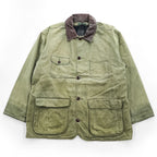 J.CREW 90年代 ヴィンテージ ダック地 レザー襟 ハンティングジャケット L フランネルチェックライナー 巨人タグ