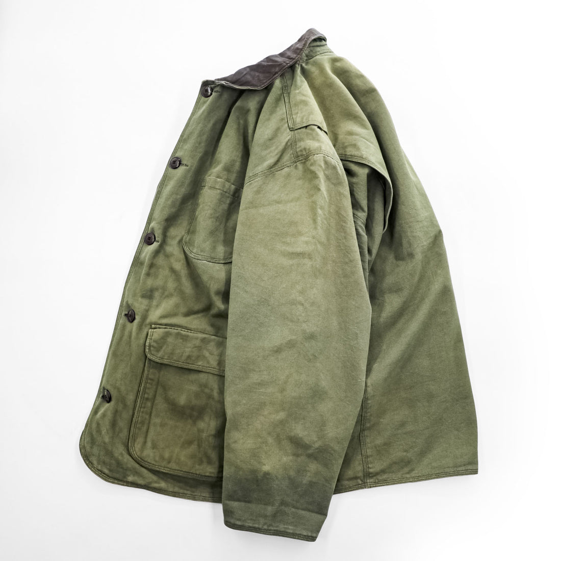 J.CREW 90年代 ヴィンテージ ダック地 レザー襟 ハンティングジャケット L フランネルチェックライナー 巨人タグ