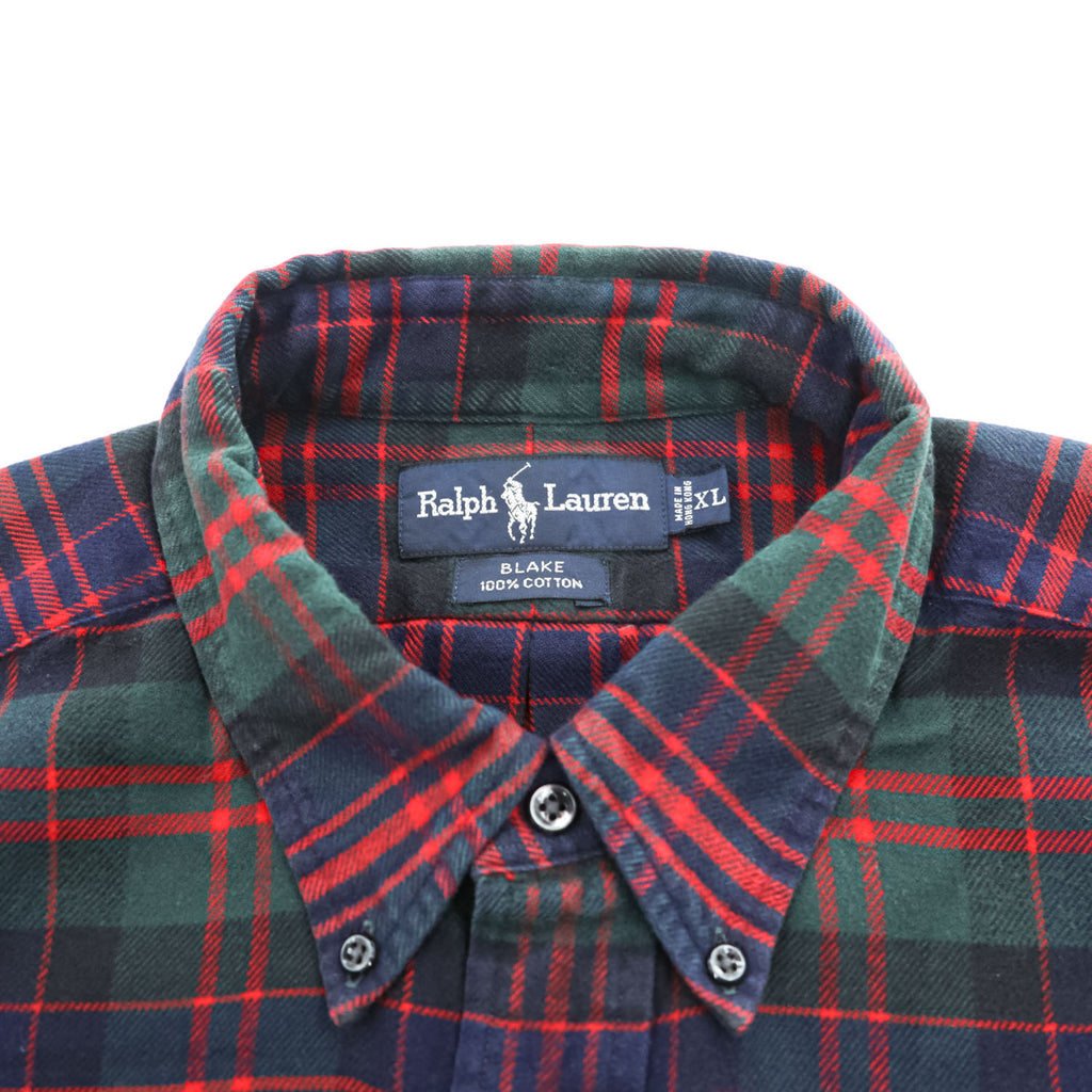 Ralph Lauren 90年代 ヴィンテージ BLAKE 長袖 ボタンダウンシャツ XL チェック スモールポニー ロゴ 刺繍