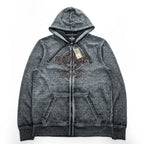 Hard Rock Cafe ダブルバーンアウト加工 ジップパーカー XL グレー 裏起毛 Double Burnout Philadelphia HRM-108 未使用品