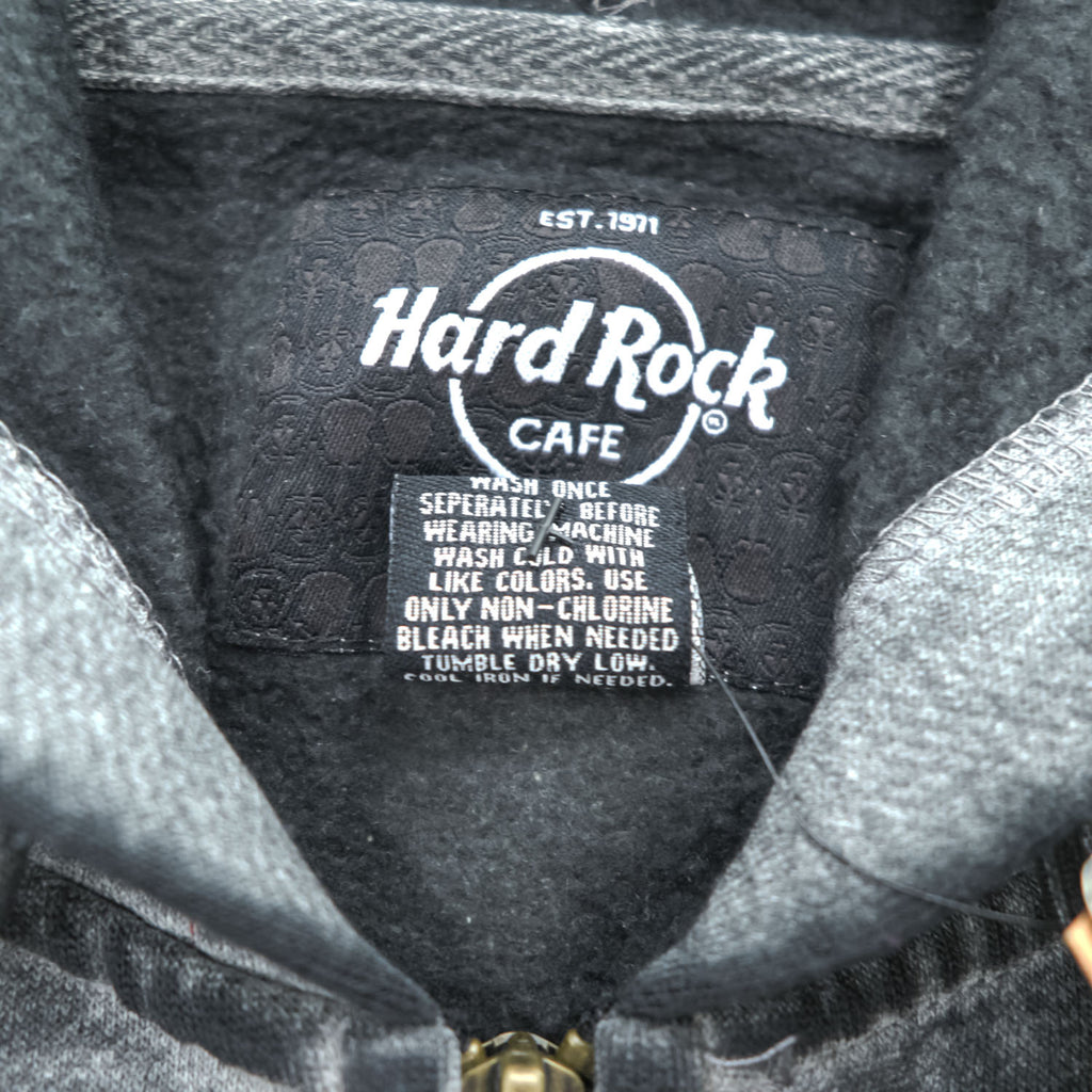 Hard Rock Cafe ダブルバーンアウト加工 ジップパーカー XL グレー 裏起毛 Double Burnout Philadelphia HRM-108 未使用品