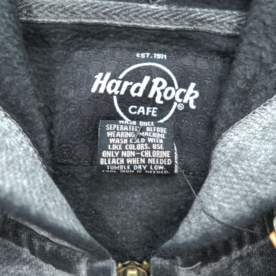 Hard Rock Cafe ダブルバーンアウト加工 ジップパーカー XL グレー 裏起毛 Double Burnout Philadelphia HRM-108 未使用品