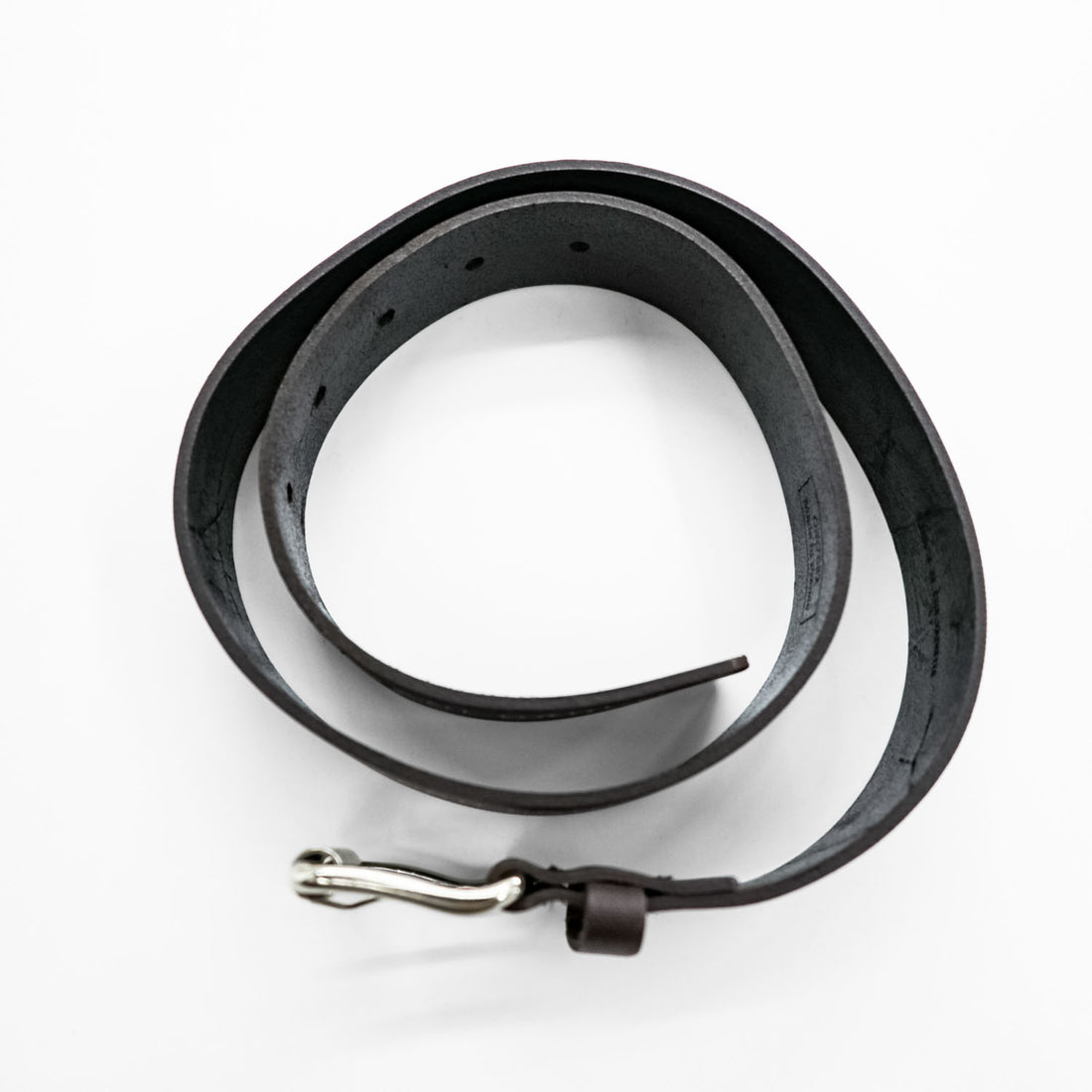 Jean Paul Gaultier Logo Print Leather Belt Brown Silver Roller Buckle Made in France 80 32