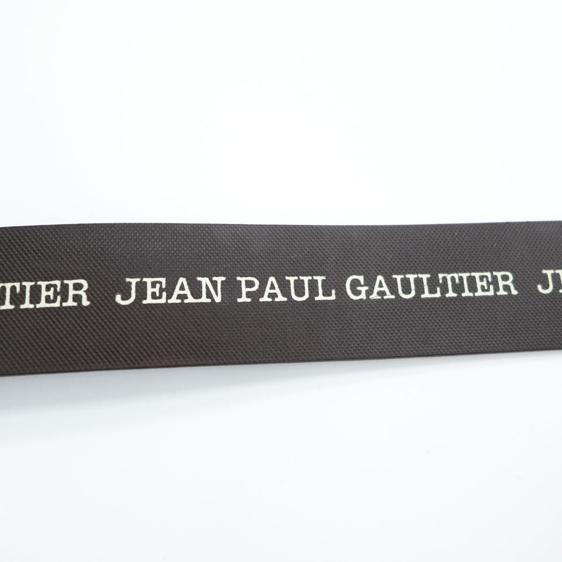 Jean Paul Gaultier Logo Print Leather Belt Brown Silver Roller Buckle Made in France 80 32