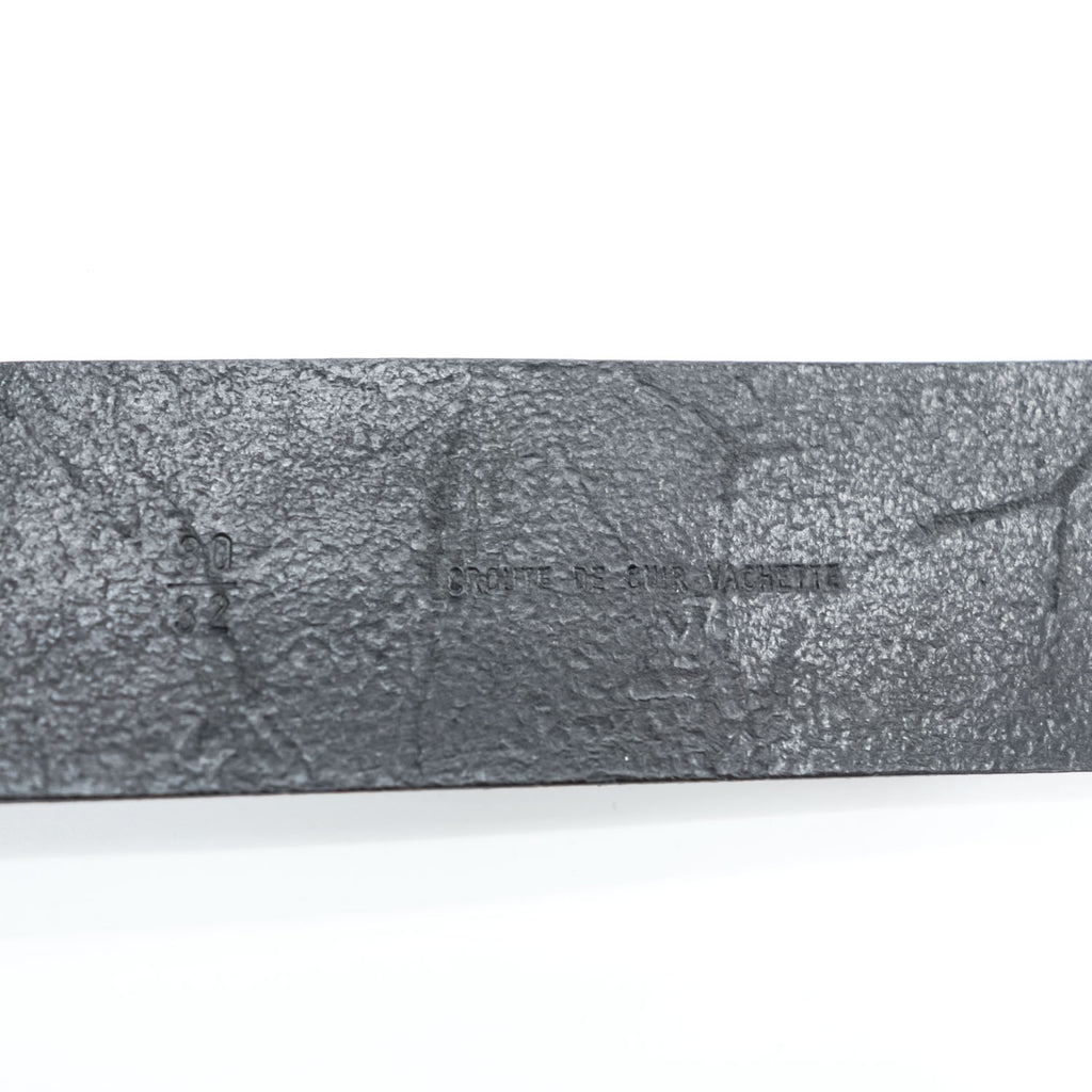 Jean Paul Gaultier Logo Print Leather Belt Brown Silver Roller Buckle Made in France 80 32