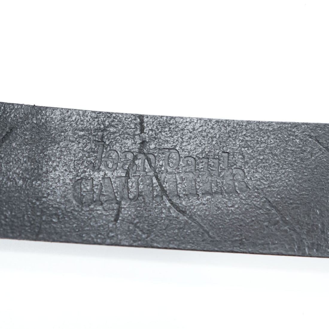 Jean Paul Gaultier Logo Print Leather Belt Brown Silver Roller Buckle Made in France 80 32