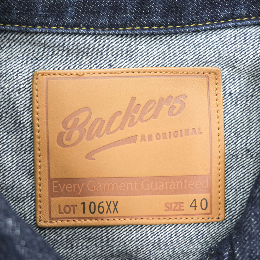 Backers 106XX Type 1 WWII Style Denim Jacket Indigo Selvedge Style Cinch Back Size 40
