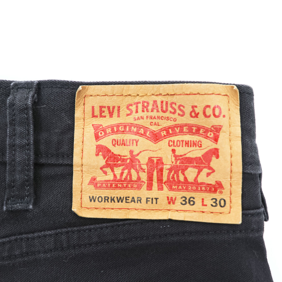 Levi Strauss cargo work pants, size L, black canvas, wide fit, workwear fit, duck fabric, A1136-0001