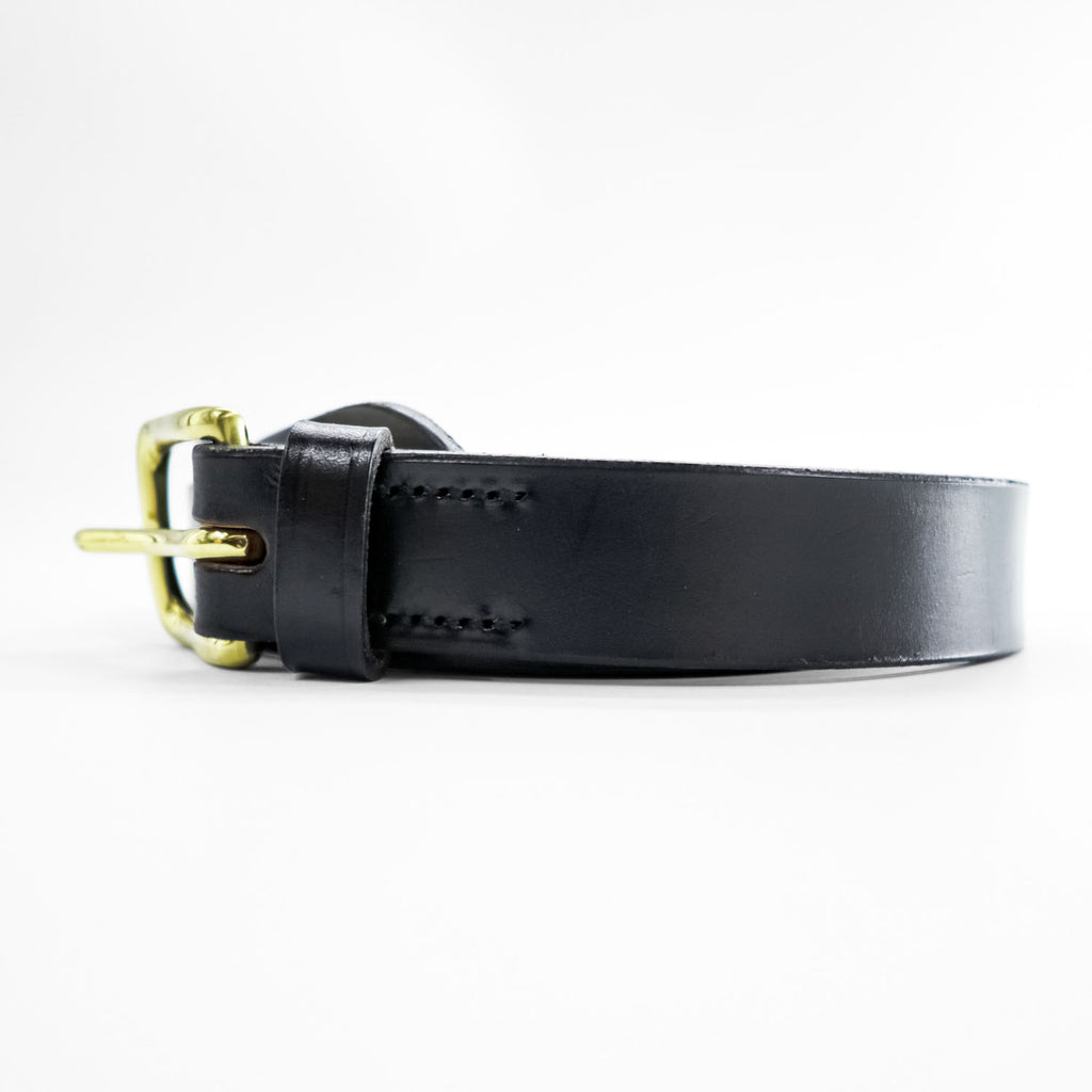 Hardy & Cleverley Numbered Leather Belt Black Brass Buckle Made in England 34