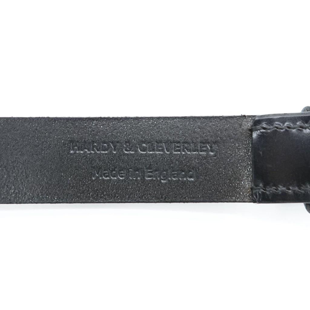 Hardy & Cleverley Numbered Leather Belt Black Brass Buckle Made in England 34