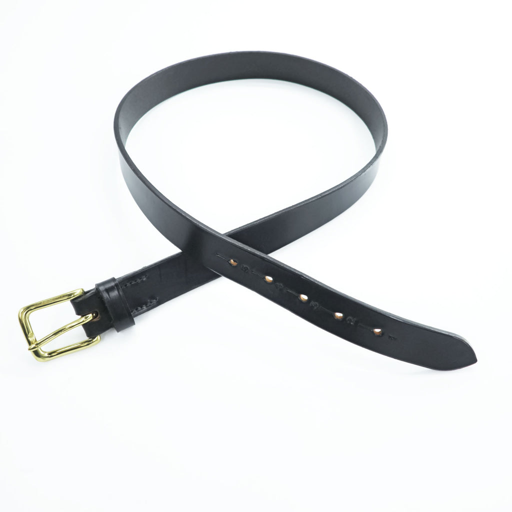 Hardy & Cleverley Numbered Leather Belt Black Brass Buckle Made in England 34