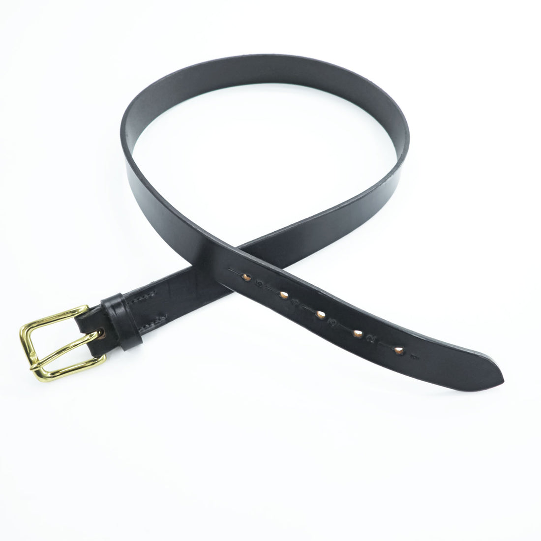 Hardy & Cleverley Numbered Leather Belt Black Brass Buckle Made in England 34