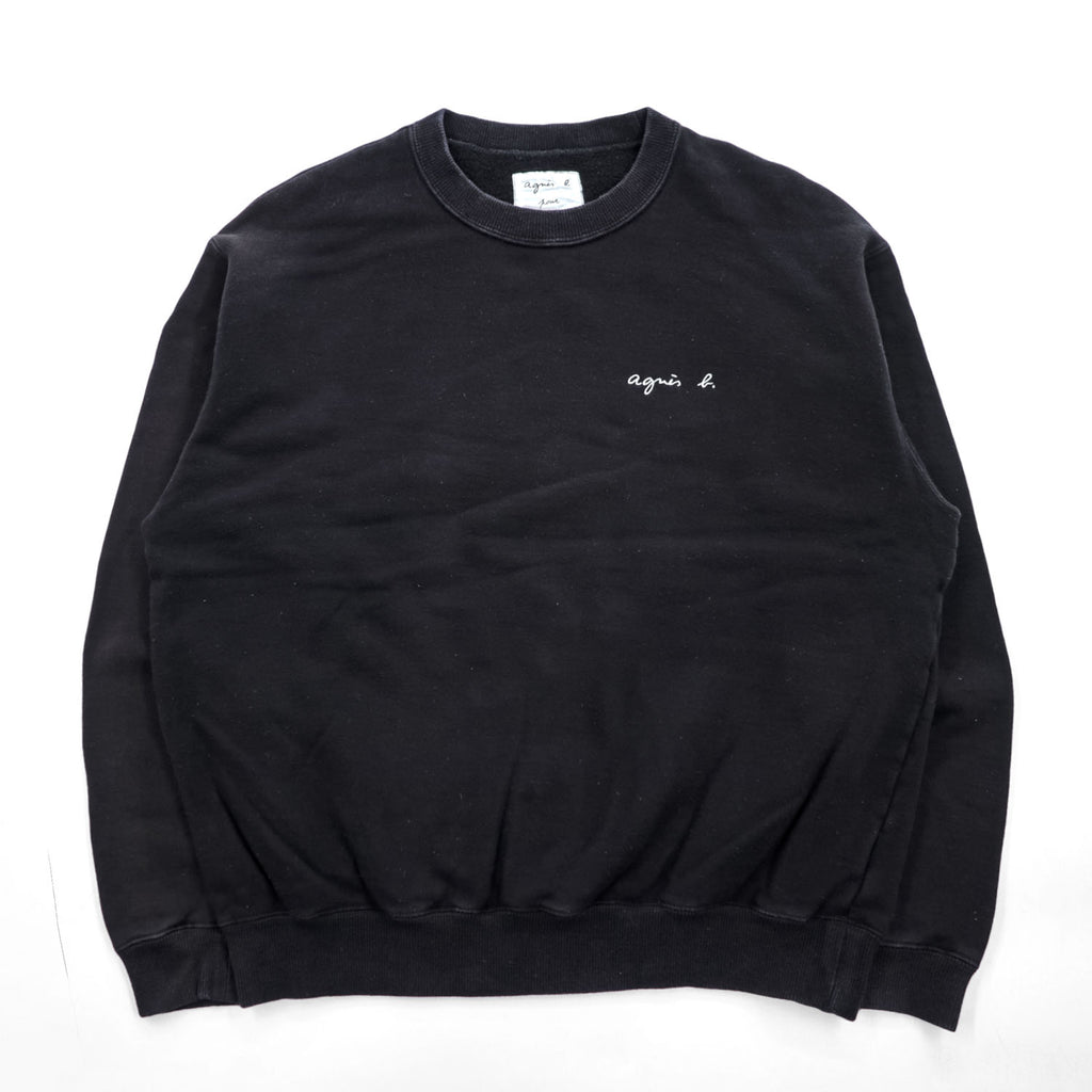 agnes b. pour ADAM ET ROPÉ Logo Embroidered Cotton Sweatshirt Black Size S Made in Japan