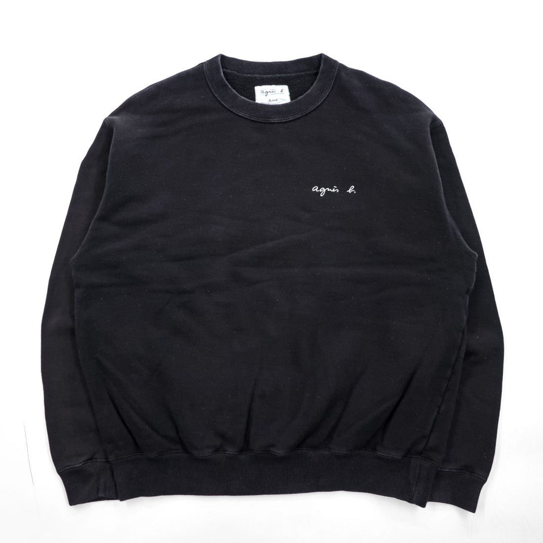 agnes b. pour ADAM ET ROPÉ Logo Embroidered Cotton Sweatshirt Black Size S Made in Japan