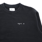 agnes b. pour ADAM ET ROPÉ Logo Embroidered Cotton Sweatshirt Black Size S Made in Japan