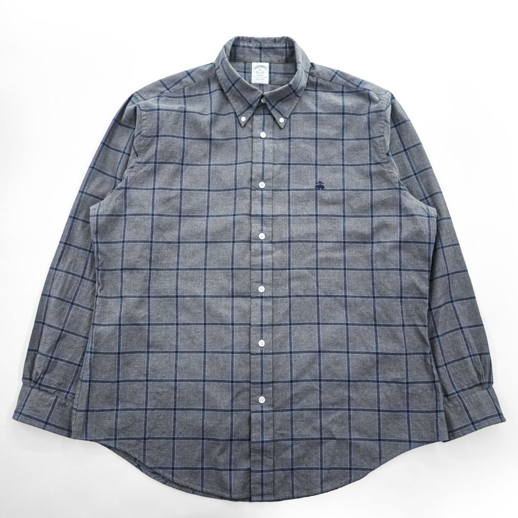 Brooks Brothers Regent Gray Windowpane Button-Down Long Sleeve Shirt XL