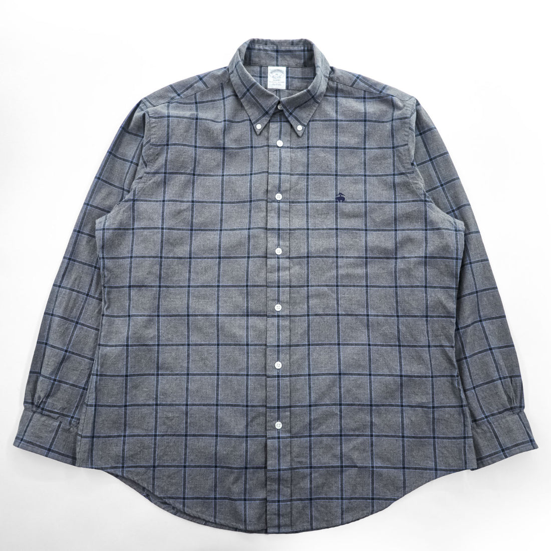 Brooks Brothers Regent Gray Windowpane Button-Down Long Sleeve Shirt XL