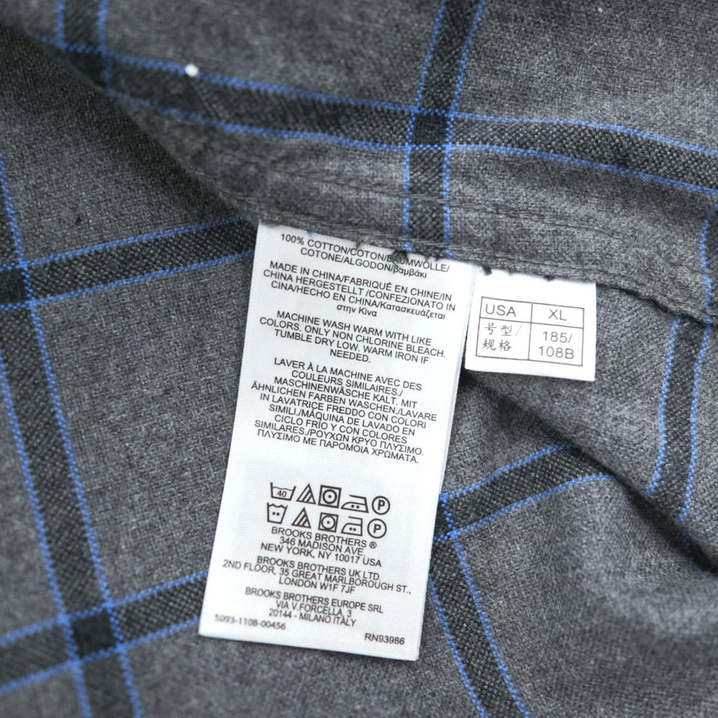 Brooks Brothers Regent Gray Windowpane Button-Down Long Sleeve Shirt XL